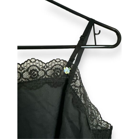 Y2K Vintage Sliperfection Womens Black‎ Lace Trim Cami Tank Top sz M 90s Dainty - Picture 3 of 5